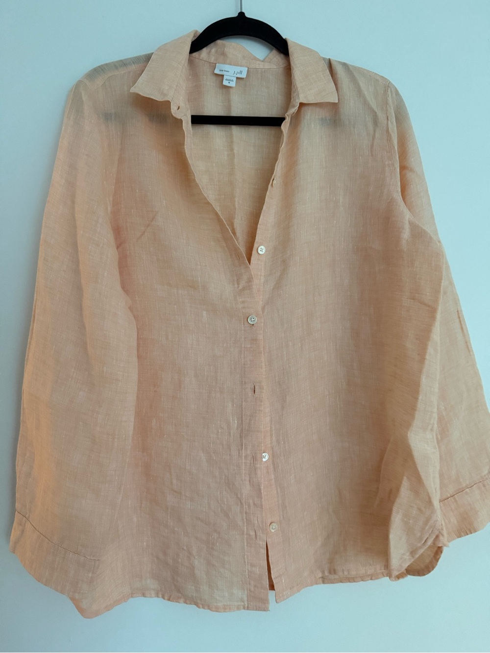 J. Jill Peach Linen Relaxed Button-Front Top